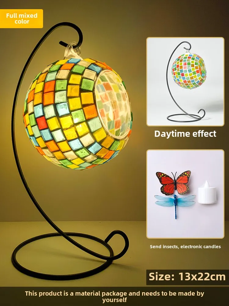 

Mosaic DIY handmade decorative candlestick hanging material parent-child creative lantern