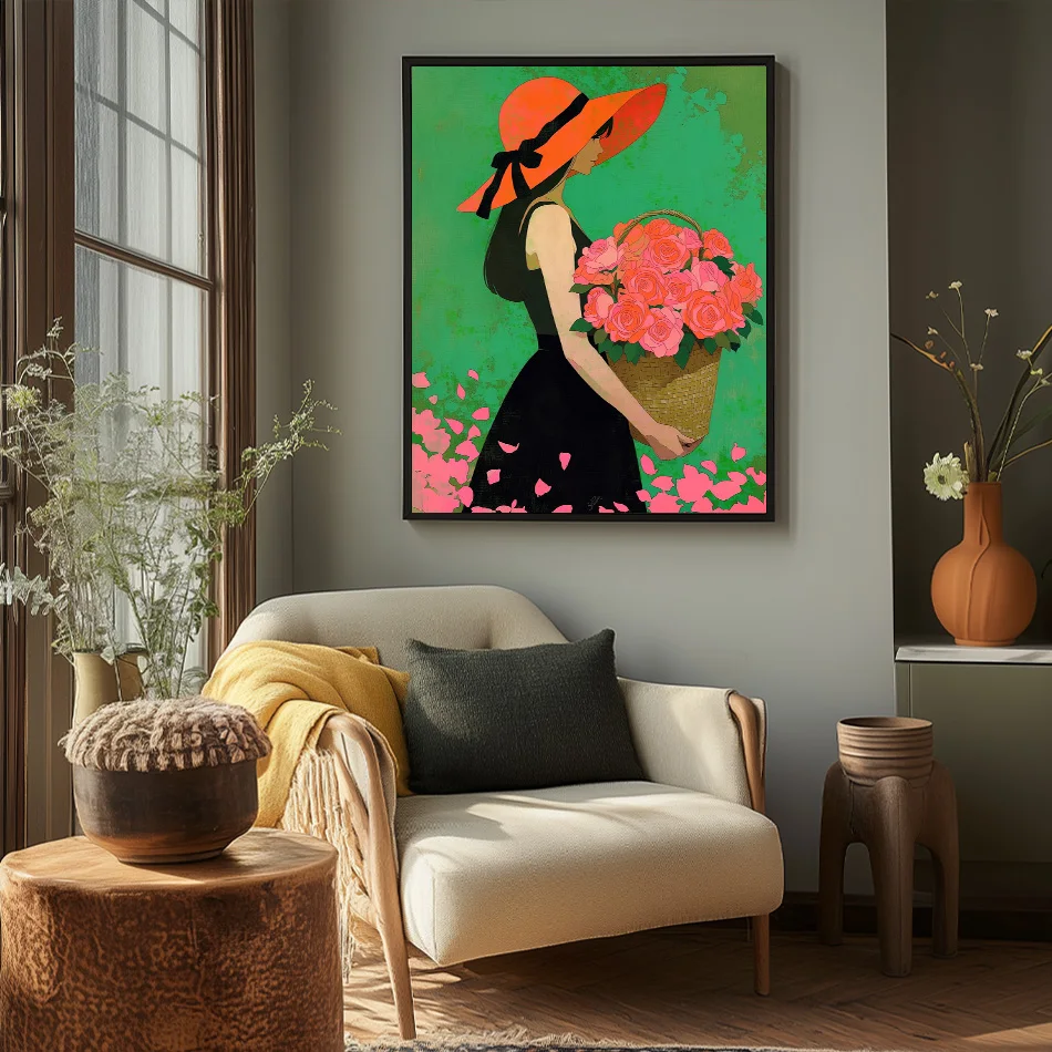 GATYZTORY Painting By Numbers On Canvas Arts Flower holding woman Art Stuff Coloring By Numbers