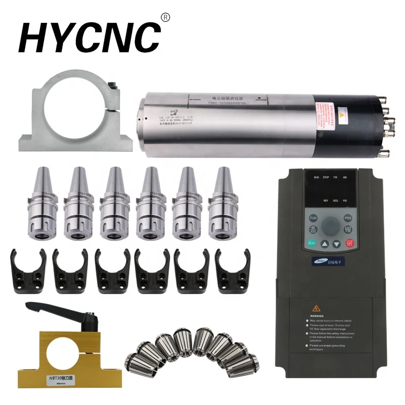 3.2kw BT30 Atc Water Cooled Cnc Engraving Metal Spindle Er 16 20 25 32 Tool Holder 220v 380v Vfd Cnc Router Spare Parts Set