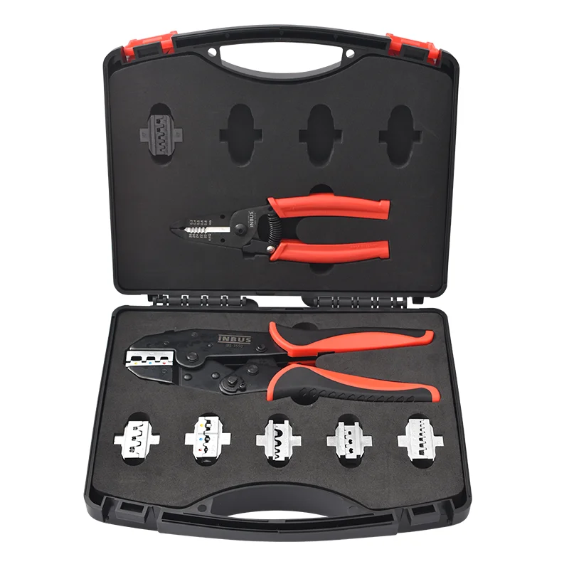 Crimping pliers inbus quick change connector ratchet wheel bare terminal European spring PV electrical insulation cold 3550