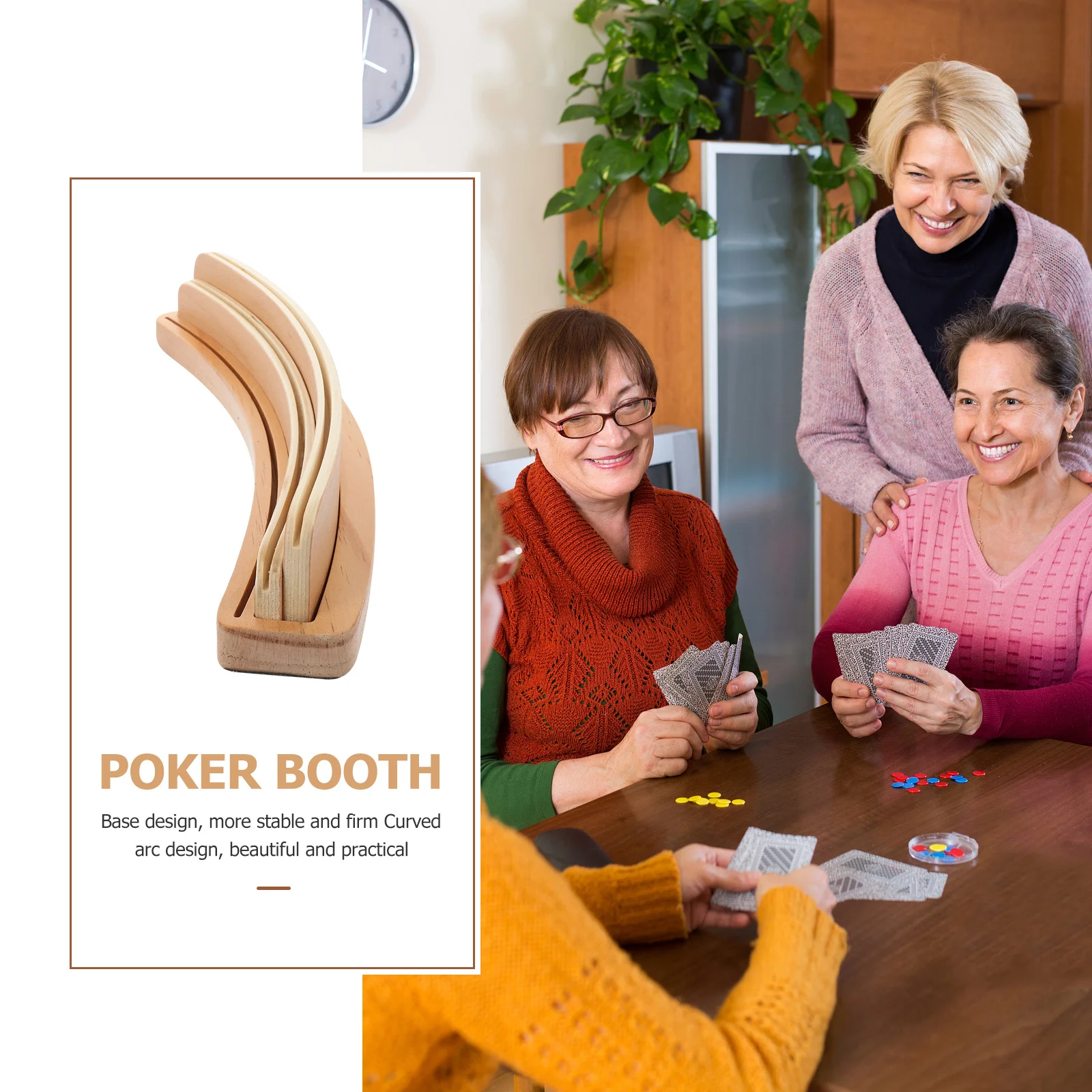

Деревянный держатель для игральных карт, прочная изогнутая подставка для карт для игр, органайзер для фотодисплея, поднос для настольной игры в игровой комнате