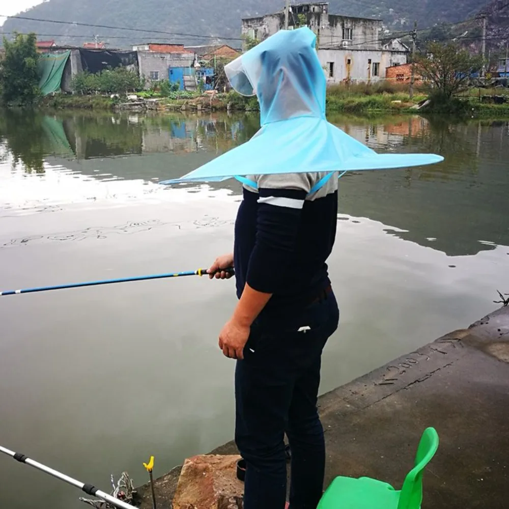 Head-worn Raincoat PEVA Fishing Hat Umbrella Waterproof Cove Fishing Sessile Cap Breathable Foldable Fishing Headwear Cap Beach