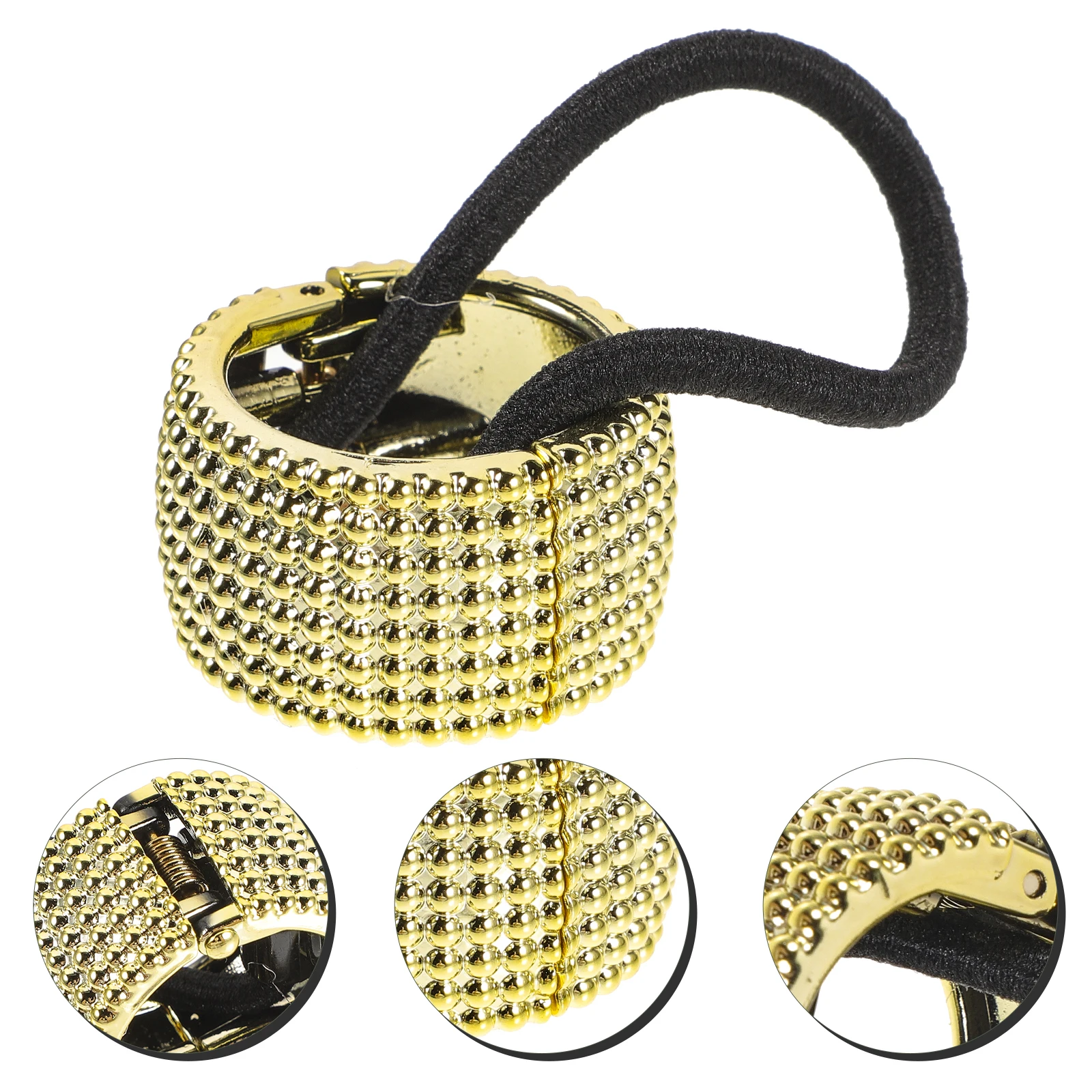 

Ponytail Hair Wrap Cuff Spring Hinge Elastic Premium Hair Band Unique Styling Accessory Daily Party Fashion Golden