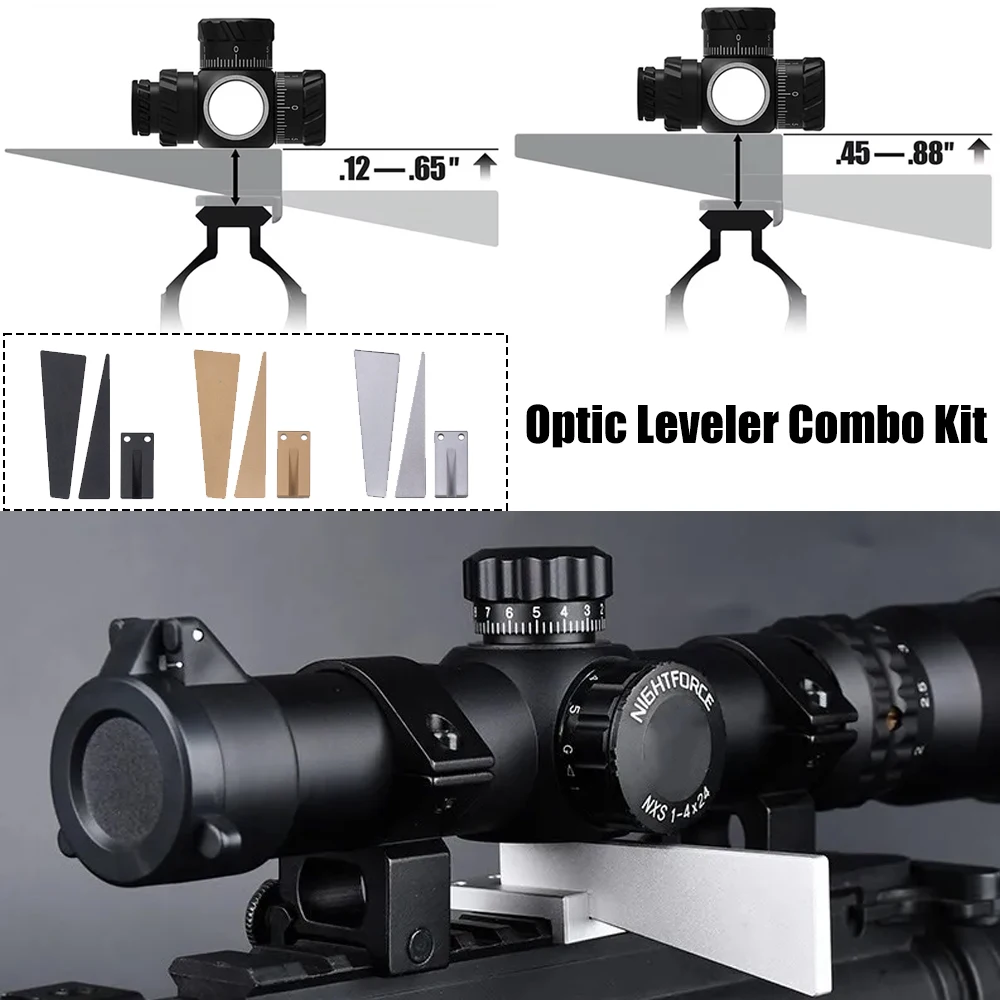 3Pcs Optic Leveler Combo Kit Scope Anti-Cant Leveling Wedge Tool for Picatinny Rail, Rifle Scope Mount Correction Aluminum