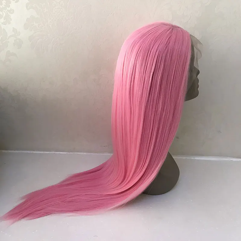 Living Pink Staight Hair Wig Synthetic 13x4 Lace Front Wigs High Quality Heat Resistant Fiber Hair Side Part For Women Cosplay