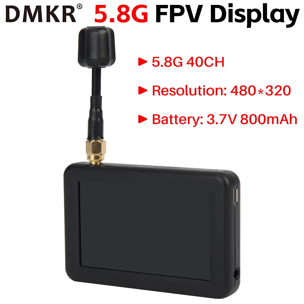 DMKR 5.8G 40CH Mini FPV Display 3Inch 480*320   Automatic Search With Lantern Antenna For RC Multicopter FPV Drone