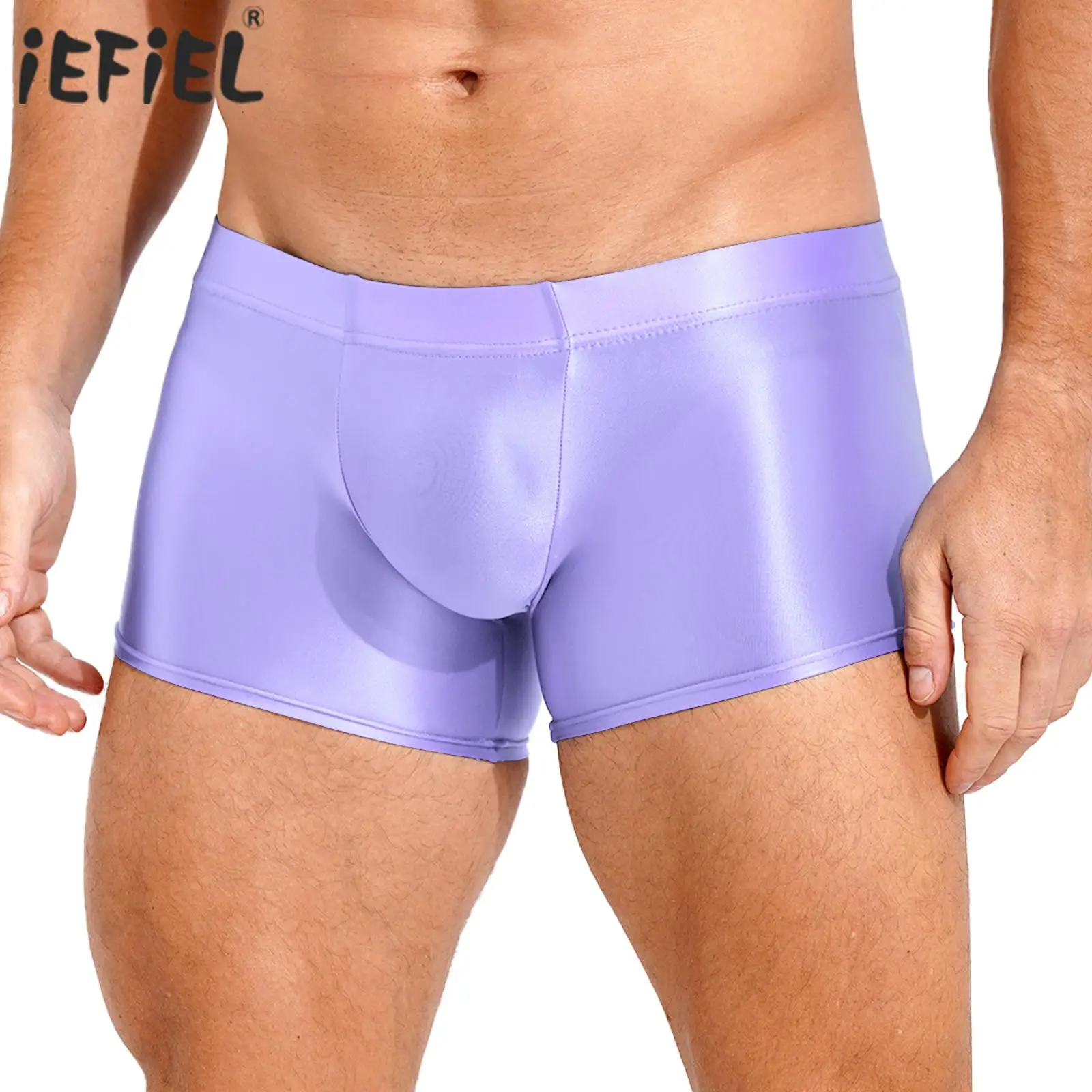 Swimwear Mens Glossy Boxer Briefs Underwear Low Rise Underpants Underwear Pool Party Beach Volleyball Swim Shorts Beachwear