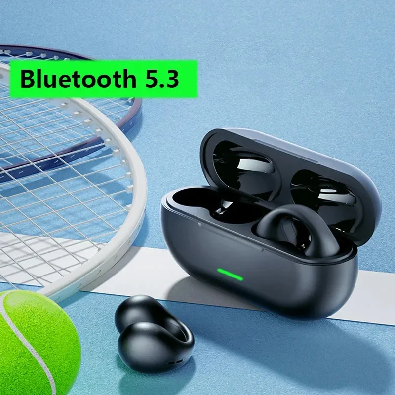 T75 Sport Bone-Conduction Bluetooth 5.3 Earphones HiFi Sound Wireless Headphones Earclip Waterproof Open Ear Headset Earring