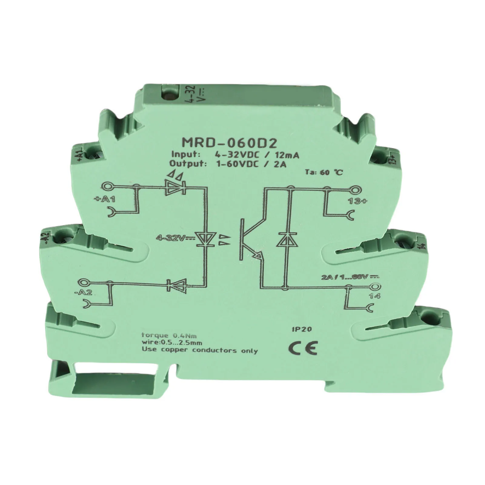 Государственное реле MRD-060D2 Ультратонкий модуль государственного реле 6,2 мм Вход 4-32 В постоянного тока NO Релейный модуль на DIN-рейку Ультратонкое реле
