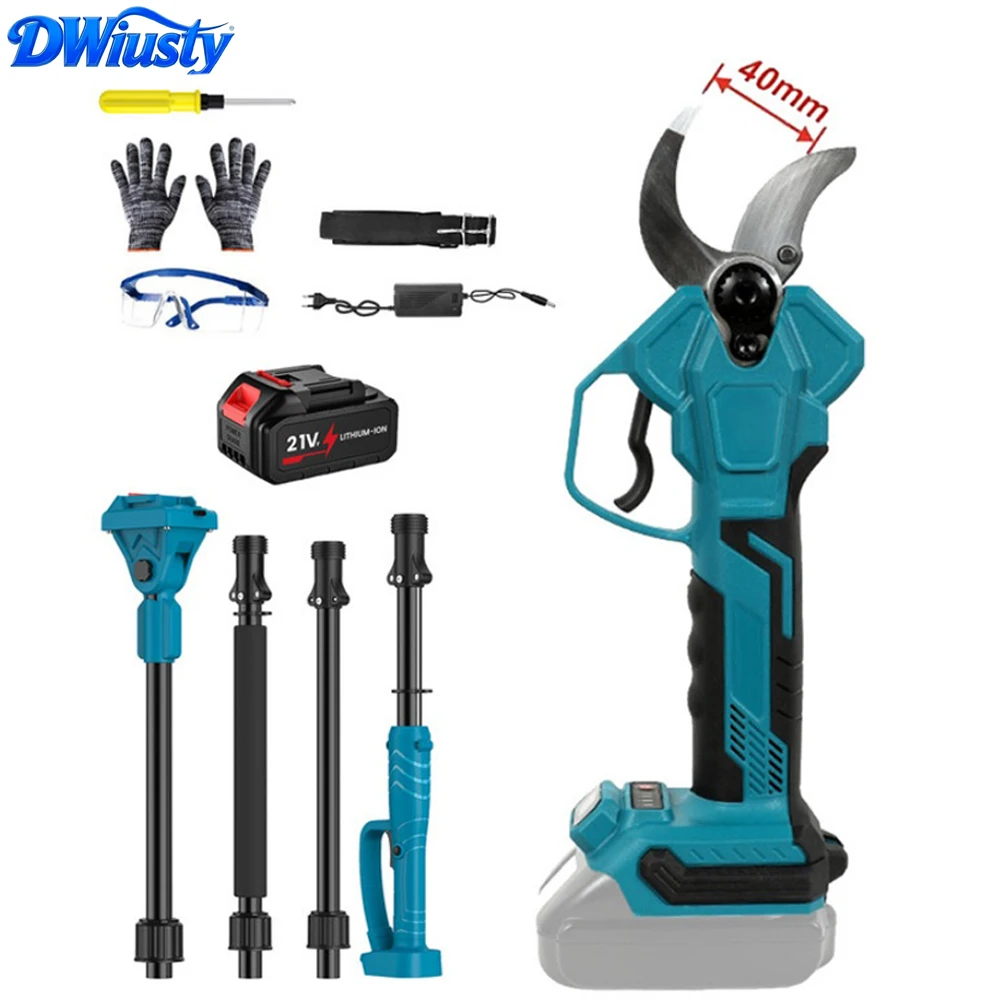 DWiusty 1300W 50MM Potatore Elettrico Senza Fili con Motore Brushless, Forbici per Potatura di Rami Alti, Tagliarami per Alberi, Compatibile con Batteria Makita 18V