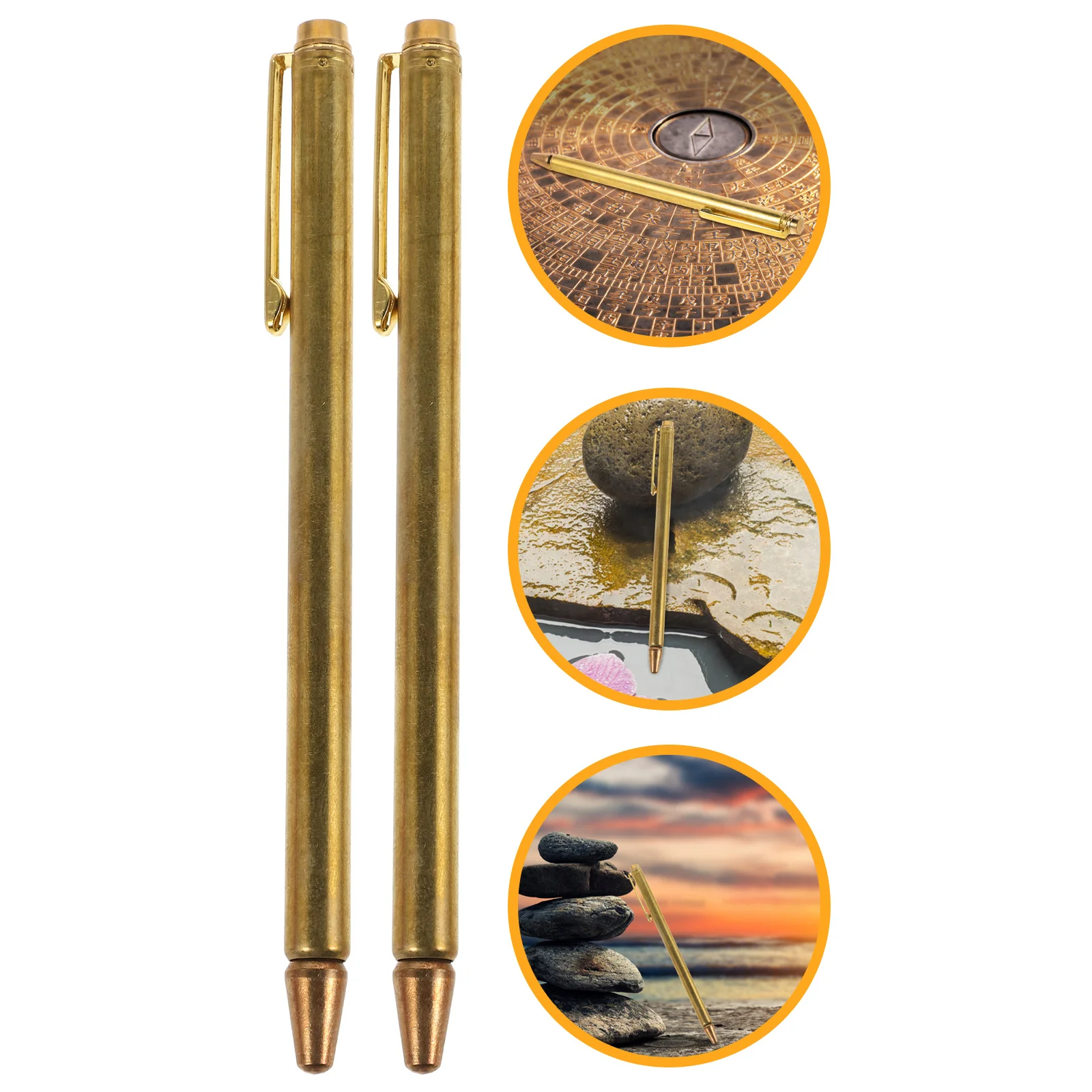 

2Pcs Retractable Copper Dowsing Rods Portable Pen Shape Ghost Hunting Water Divining Spiritual Gold Treasure Buried