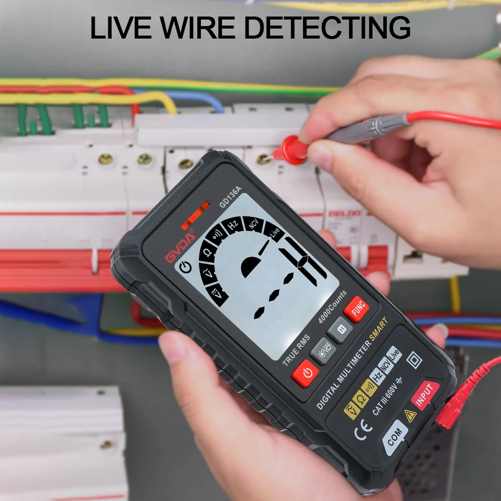 GVDA Digital Multimeter AC DC Voltage Resistance Tester with Backlight Display Non-Contact Detection Electrician Measuring Meter