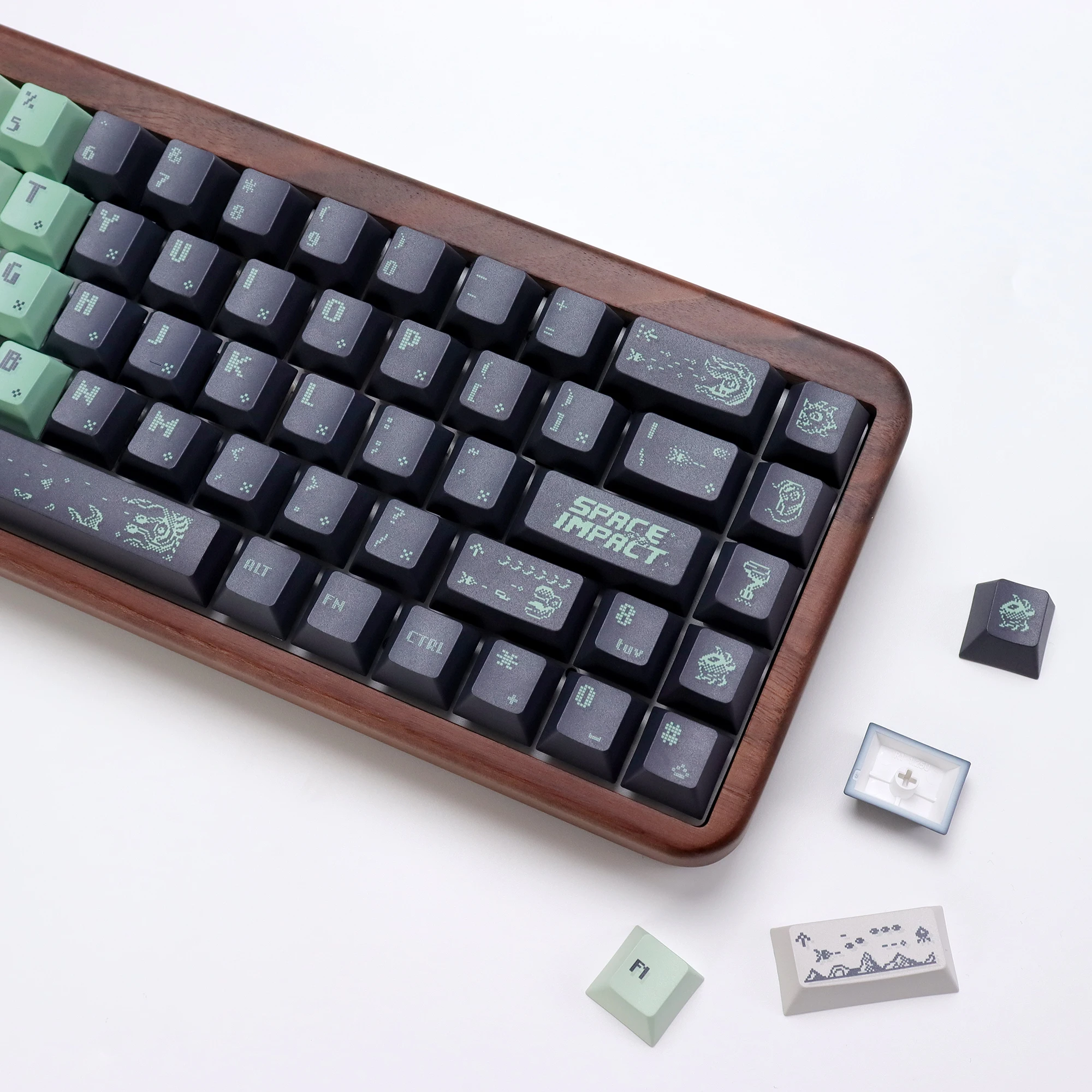 KBDiy 143 Key Space Impact Keycaps Cherry Profile Retro Gradient ISO PBT Keycap For Mechanical Keyboards Gaming MX Switches