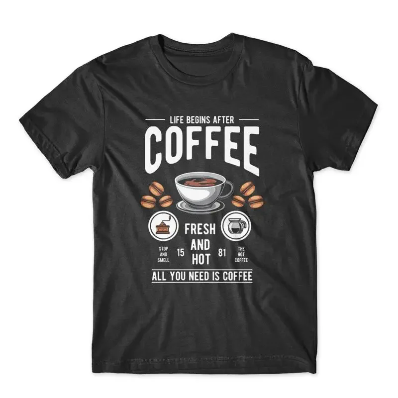 Life Begins After Coffee T Shirt 100 Cotton Premium NEW