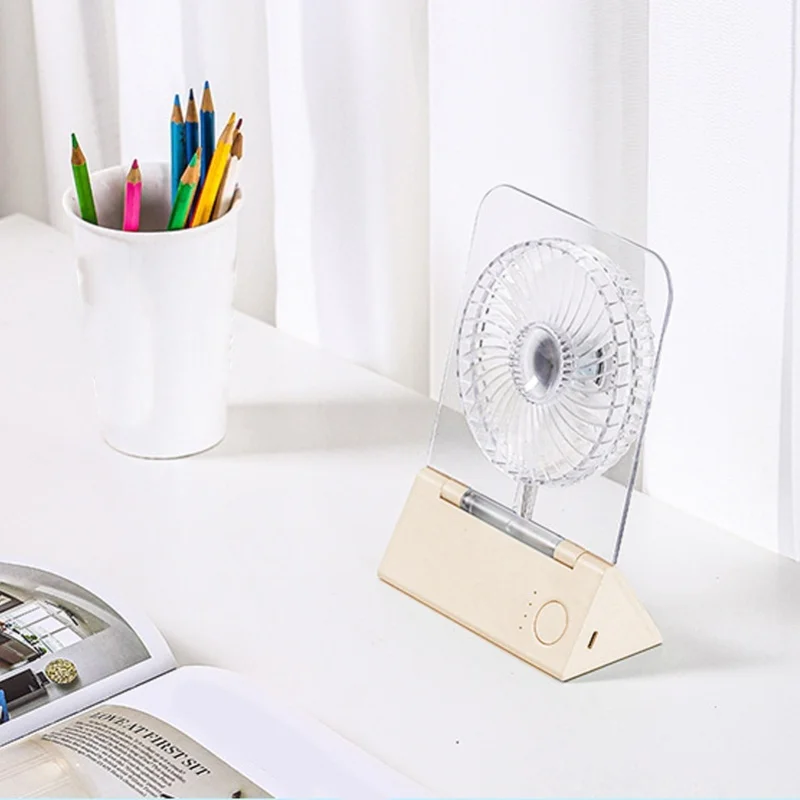 Transparent Desktop Fan Magnetic Wall Mounted Foldable Colorful Breathing Light 4 Wind Speed Silent Portable For Daily Home