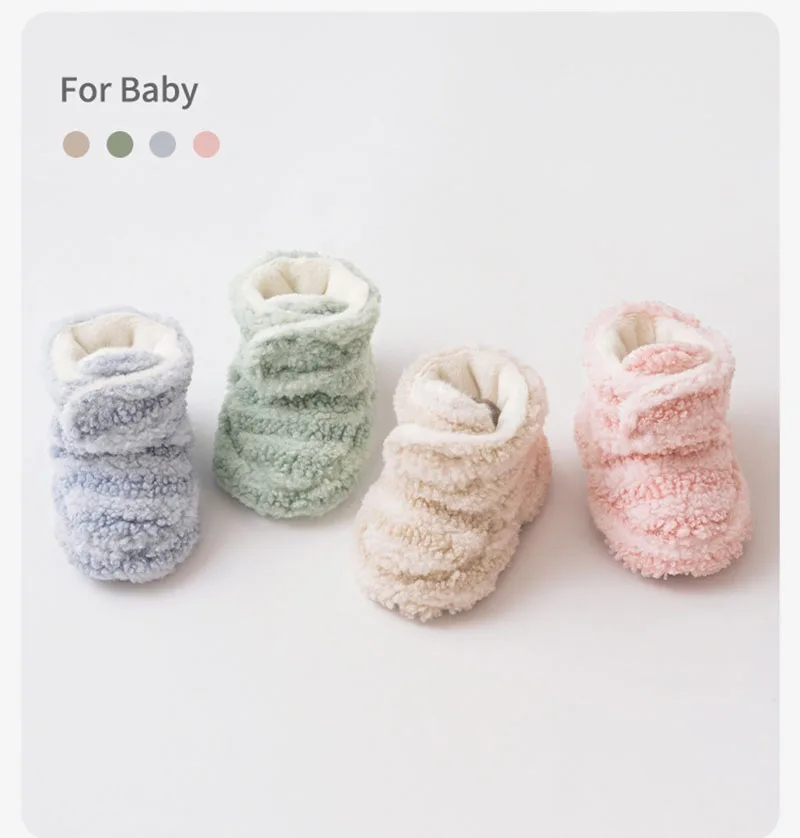 

Baby Walking Shoes Winter 0-18M Candy Colored Stripes Infant Girls Fleece Padded Shoes Warm Toddler Shoe