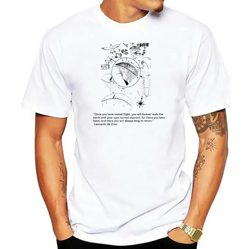 

T Shirt Famous Skydiver Davinci Front Printed T Shirt Parachute Jumping Man Relaxed Fit Tee Shirt 019070