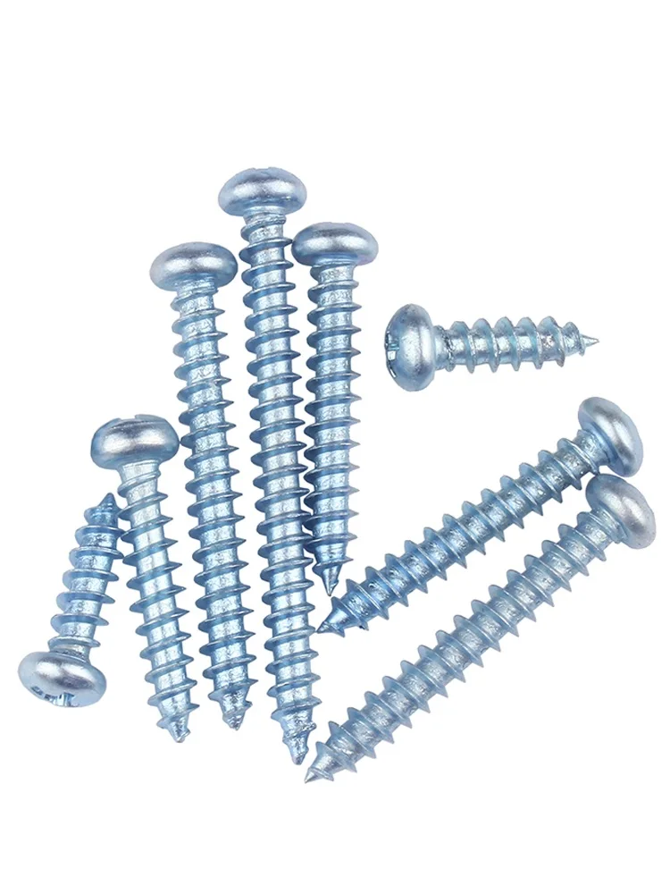 Blue Zinc Cross Pan Head Self-Tapping Long Screw PA Plus Hard Philips Round Head Self-Tapping Wood Screw M3~M6