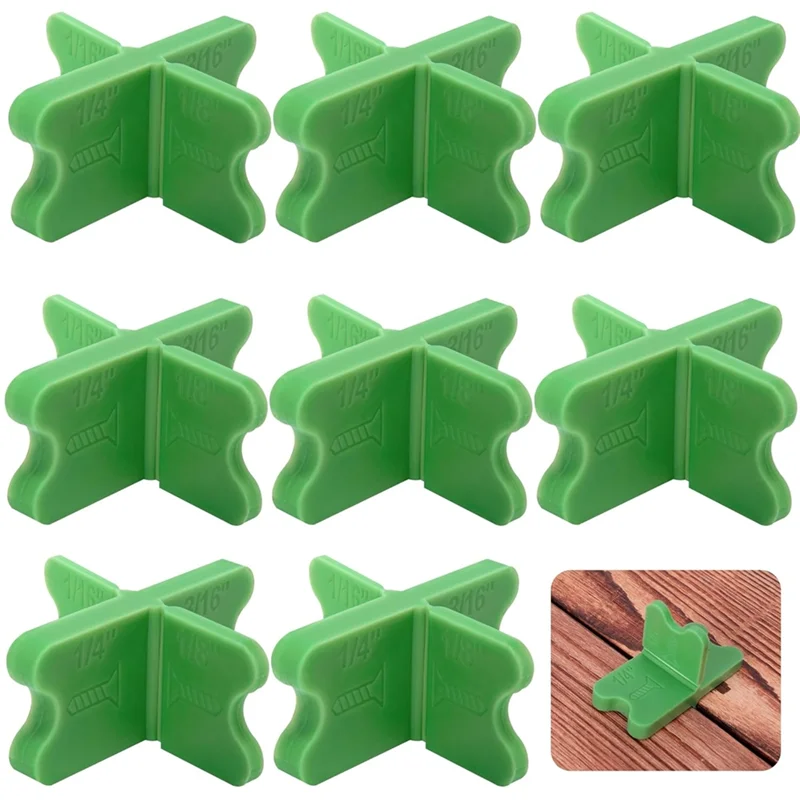 

ABKO-ABS Deck Spacer Tool,4 Thicknesses Deck Board Spacers(1/16In, 1/8In, 3/16In, 1/4In),Green Deck Spacers Assorted