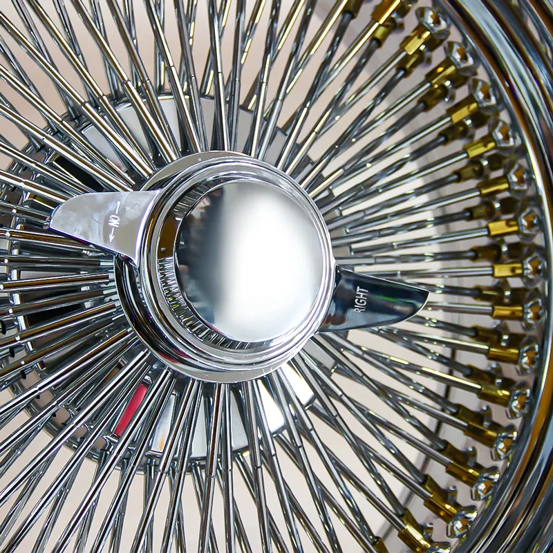 سلك عجلات كروم مع ضربة ورقاقة الحلمة الذهبية 13 14x7 15x7 15x10 16x8 17x8 17x9 بوصة النمط القياسي تكلم سلك الحافات