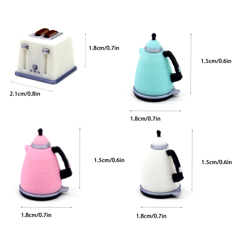 1:12 Dollhouse Toaster Kettle Simulation Model Dollhouse Miniature Kitchen Furniture Decoration Kid Pretend Play Toys