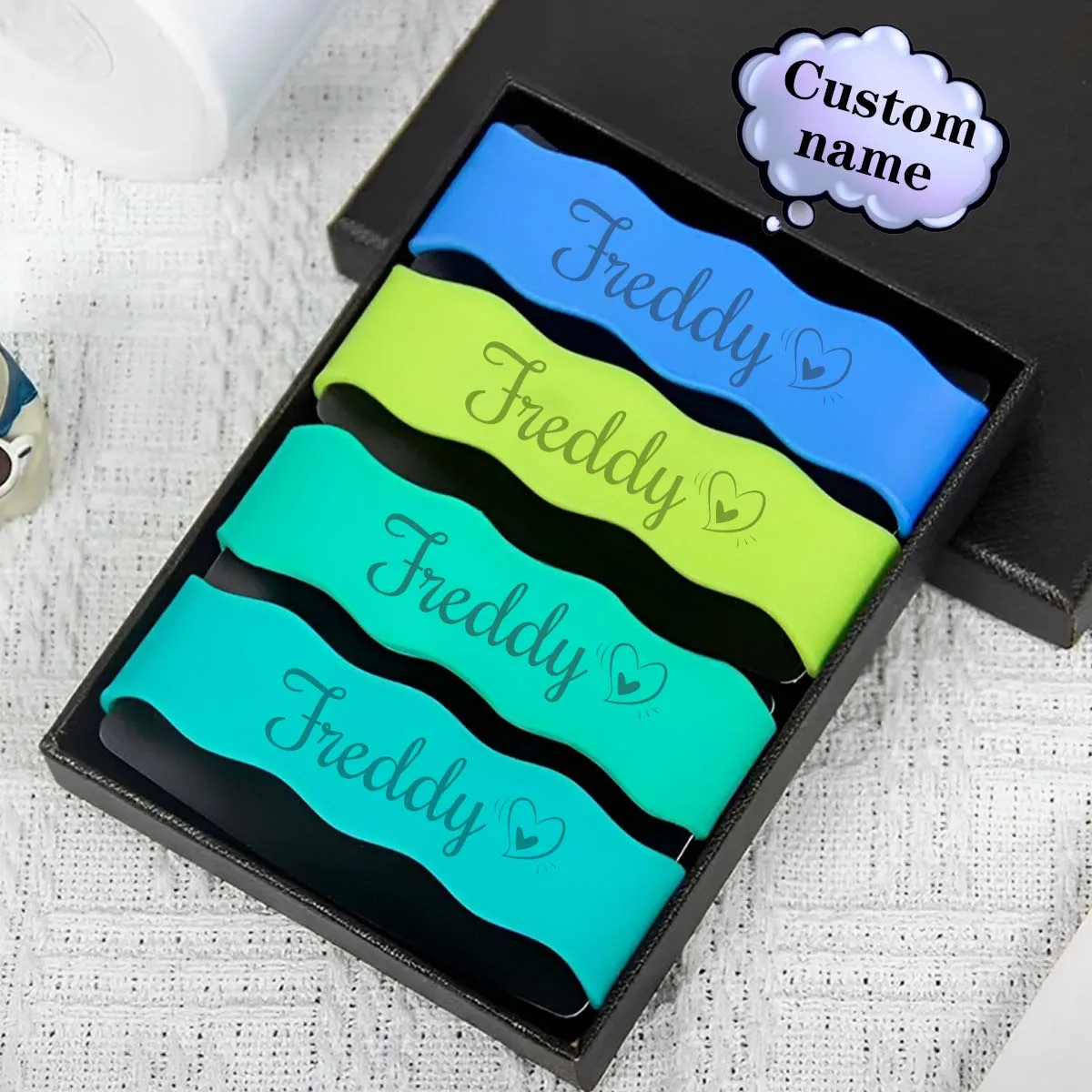 Custom Name Silicone Tumbler Sleeve Band Stretch Soft Anti-Scratch Cup Grip Wrap Outdoor Travel Water Bottle Decor Custom Kid Gi view 5