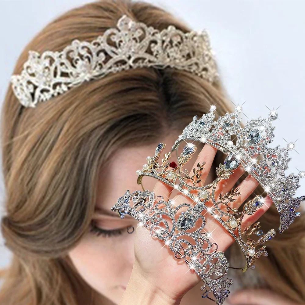 Princess Tiaras and Crowns Crystal Rhinestones Headband Bridal Crown Wedding Party Accessories Woman Girls Fashion Hair Jewelry