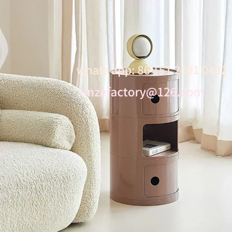 Mesita de noche lateral personalizable para sala de estar, soporte redondo de almacenamiento, Mueble Dormitorio, mesas de noche creativas, Comodas de plástico