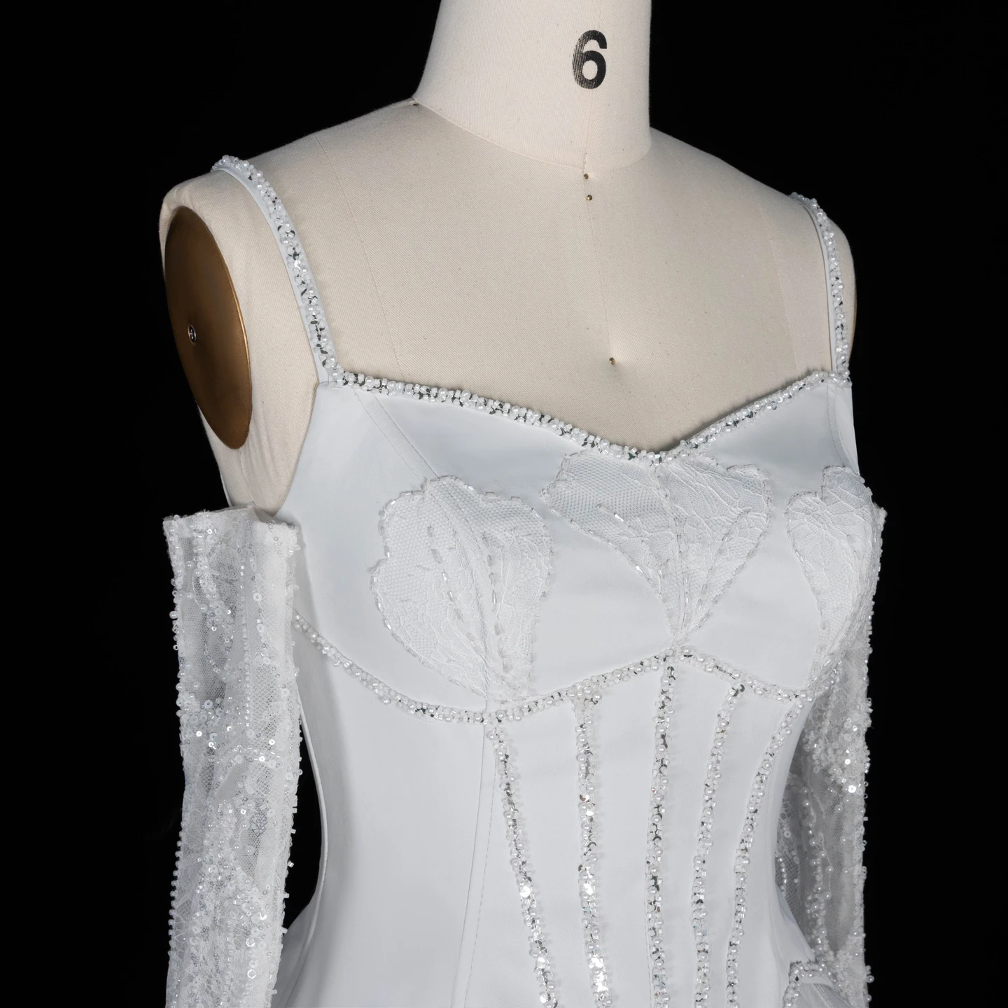 Sharon Said Luxuriöses graues Abendkleid mit Spaghettiträgern, Korsett-Oberteil, gerüschtem Chiffon, für formelle Anlässe, Partykleider SS672, maßgeschneidert – Detail 14