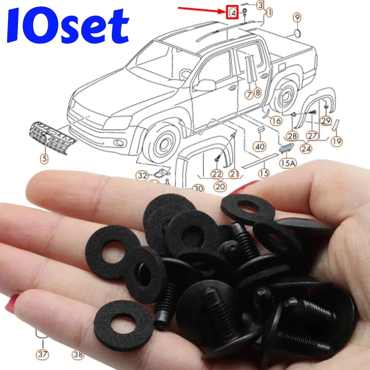 

10set M6 Roof Rack Holes Panel Blanking Screws Bolts Sealed for Volkswagen Amarok MK1 2H S6 Camper SH SJ Multivan SH CADDY&MAXI