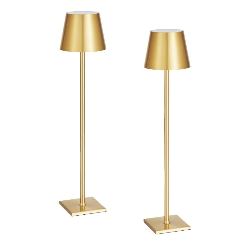 

2 PCS Cordless Rechargeable Desk Lamp Adjustable Height 3 Color Temperature Long Battery Life Gold Aluminum Lamp