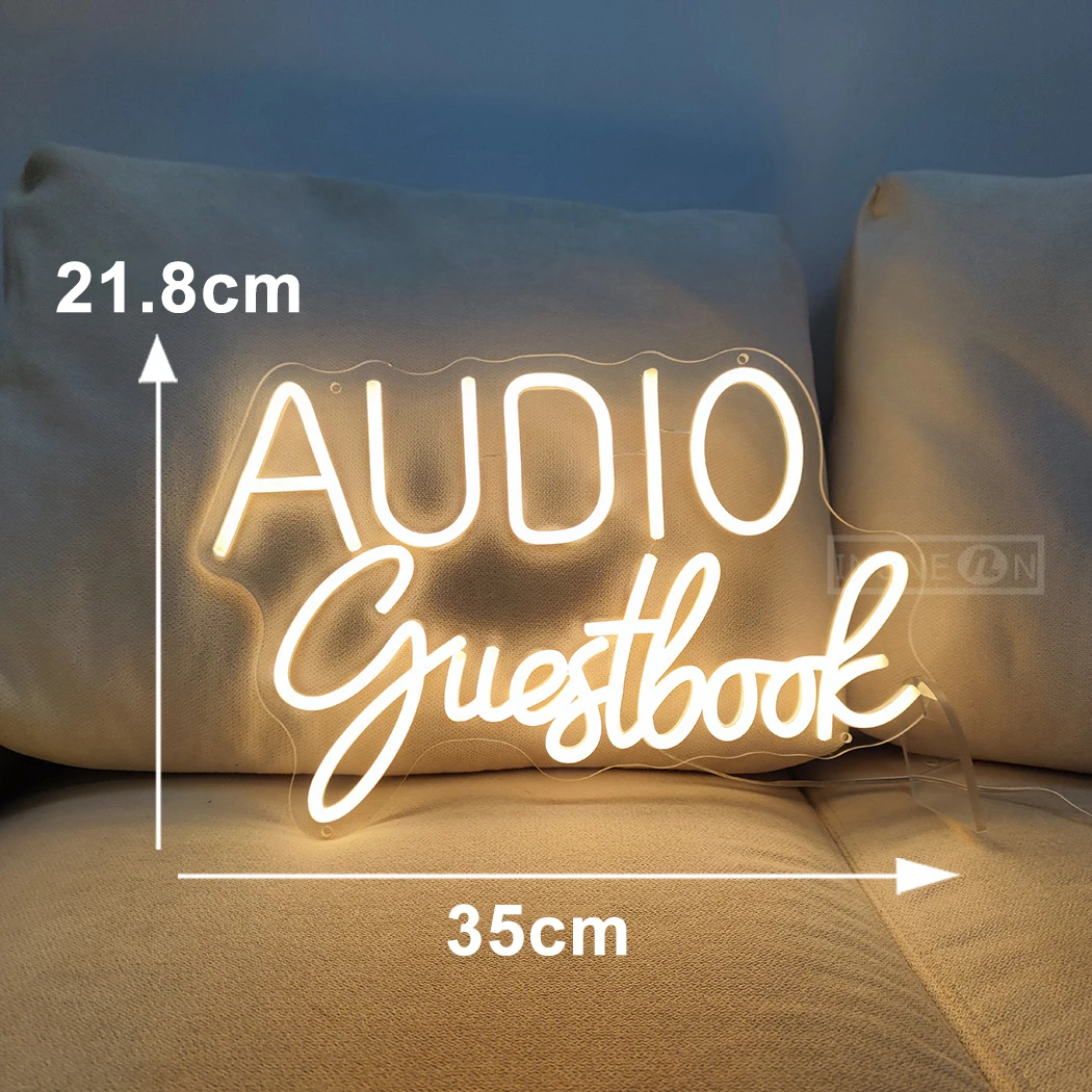 Audio Guestbook LED Neon Sign Wedding Leave A Message Neon LED Signs Wall Bedroom Decoration Table Desk Light Neon Sign USB 5V