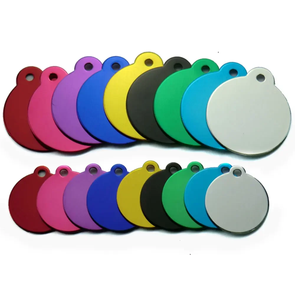 Wholesale 20pcs Pet Dog Cat Tag Id Aluminum Phone Telephone Supplies Alloy Round Shape Charm Pet Tags DIY Tags Pet Shop Tags Dog