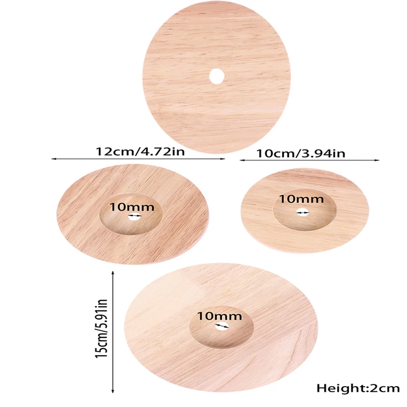 Base de lampe de Table ronde en bois massif, diamètre 10cm, 12cm, 15cm, présentoir de lampe, pièces de lumière, support pour Bases de lampe de Table à faire soi-même