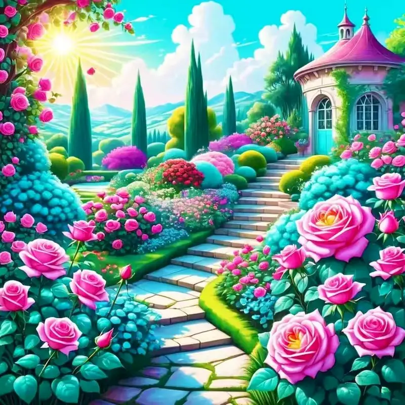 

GATYZTORY 5D Diamond Painting Flower Diamond Mosaic Landscape Full Square Embroidery Picture Rhinestones Home Decor