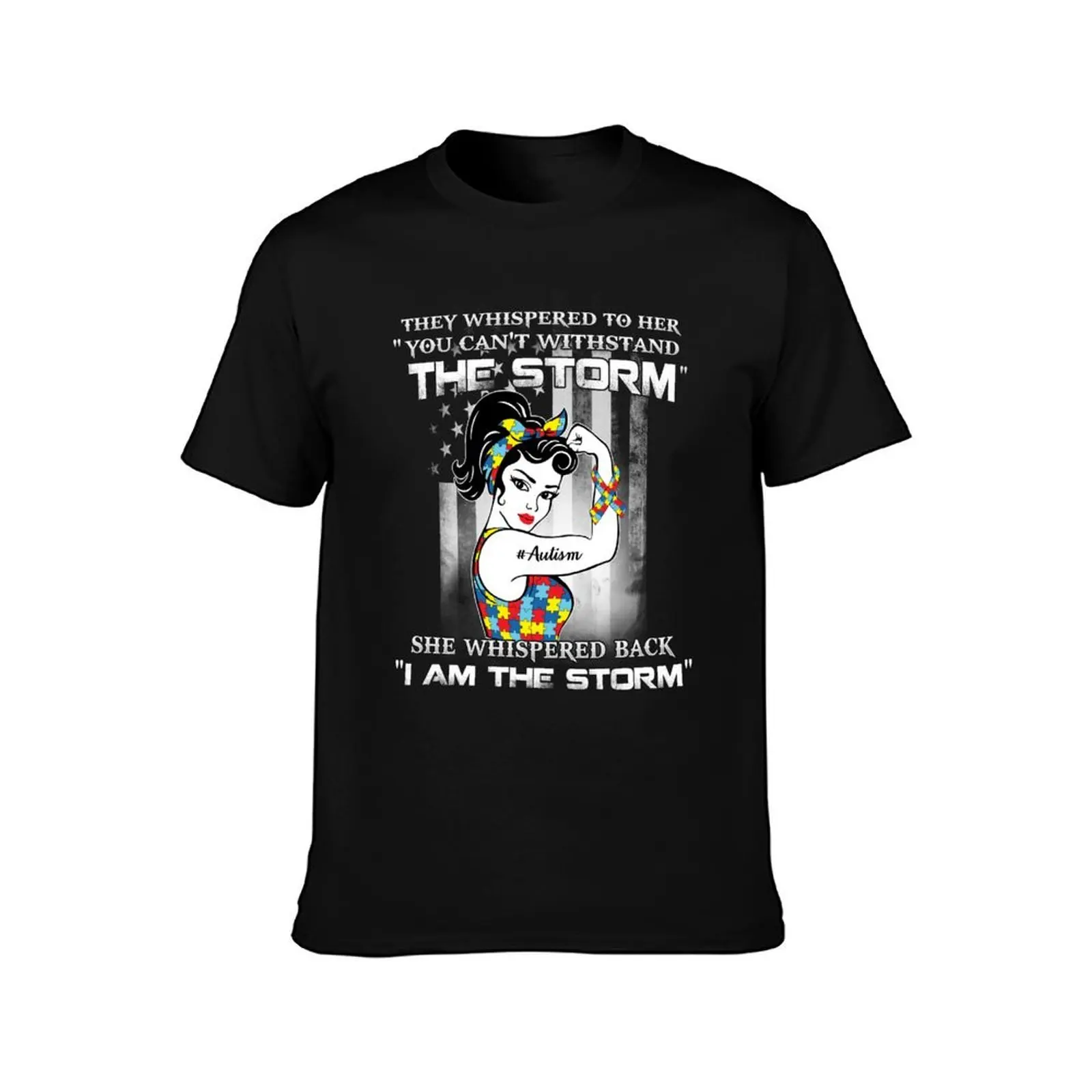 Cool Storm Autism Fighter Shirt American Woman Unbreakable Awareness Support T Shirt T-Shirt Street Art Print Tee Shirt