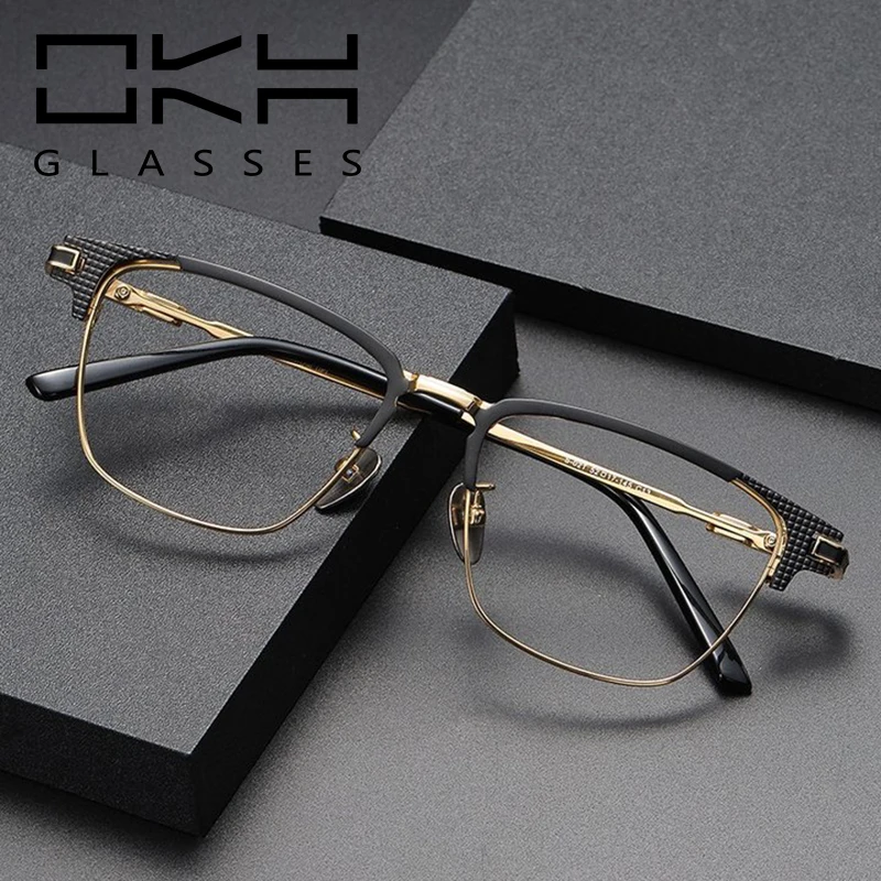 

OKH Japanese Handmade Pure Titanium Eyeglasses Frame Retro Men Custom Myopia Top Quality Prescription Vintage Glasses Women T22