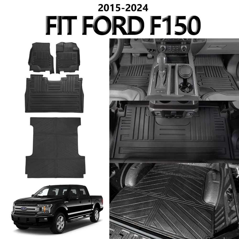 

For 2015-2024 Ford F150 TPE Truck Mat Floor Mats Bed Liner Cargo Mat All Weather United States