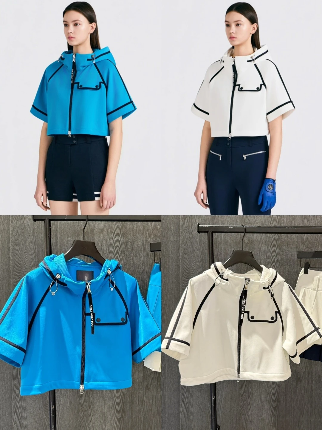 Women's Golf Hooded Cape Jacket 2026 Full New Korean Style UV Protection Zip-Up Lightweight Quick-Dry Breathable Outdoor Sporty
