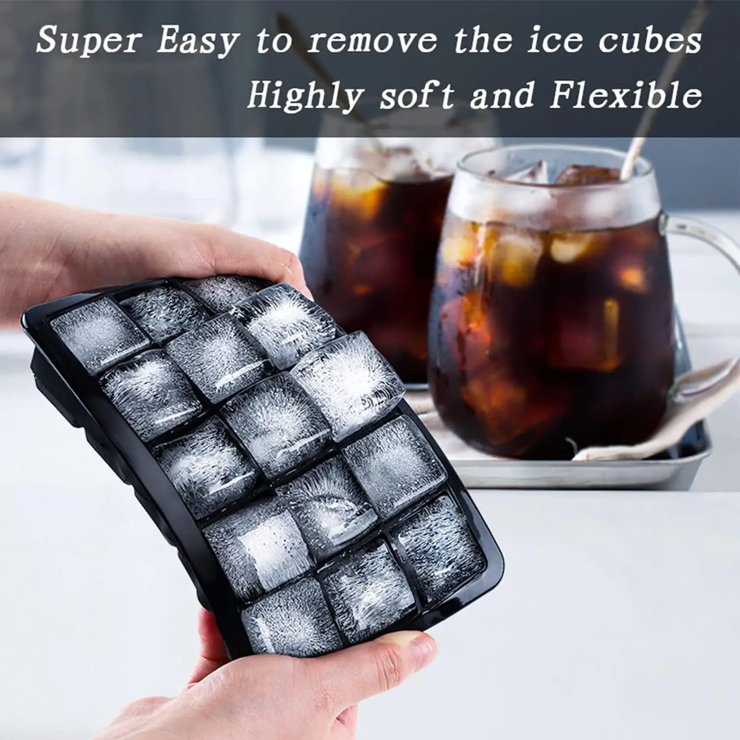 

4/6/8 Grid Big Square Ice Cube Molds DIY Ice Maker Cube Tray Durable Bar Pub Wine Ice Blocks Maker ﻿For Whiskey Cocktail Wine