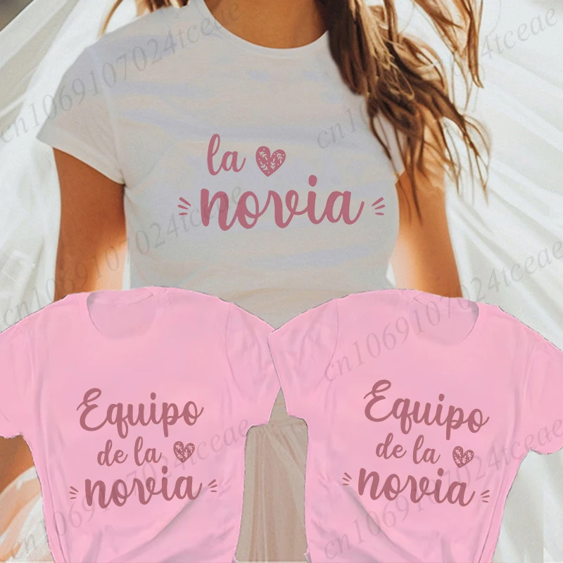 Spanish Bridal Wedding Party T-shirt Team Bride Squad Bridesmaid Tees Bride's Bachelorette Party Tops Girls Single Nights Gift