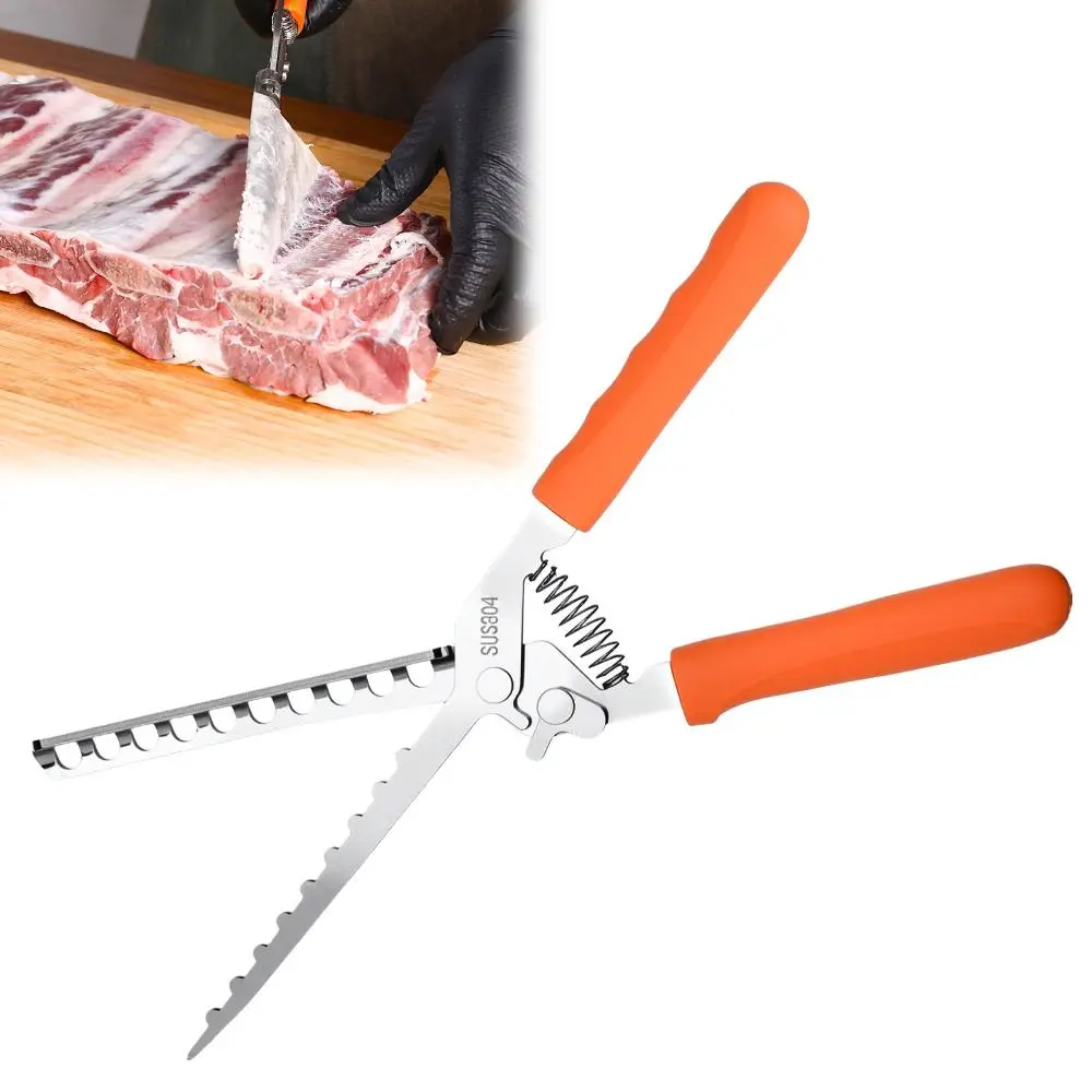 Removedor de Membrana de Costilla de Acero Inoxidable 304, Juego de Herramientas de Barbacoa Ergonómicas Multifuncionales, Despellejador de Costilla Universal para Barbacoa, Accesorios de Cocina