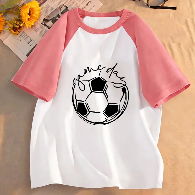 Funny Game Day Football T Shirts Shirt Sleeve Kids Children's T-shirt Boys Girls Summer Spring Casual Top Tee
