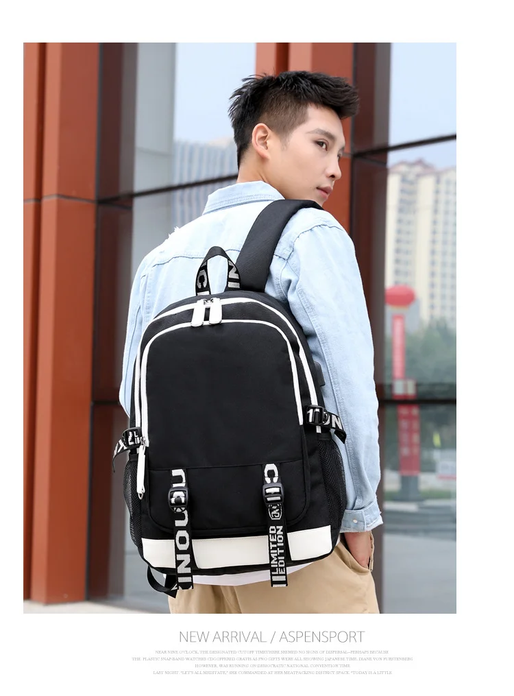 Рюкзак с принтом аниме Rengoku Kyoujurou, подростковая мода, уличный уличный USB-рюкзак, большой вместительный рюкзак, школьные сумки