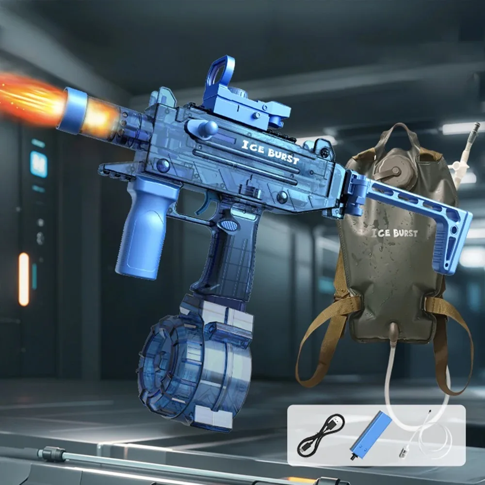 Pistola de agua eléctrica de llama simulada, juguetes con efecto de iluminación y fumar, juego de lucha para piscina y playa al aire libre de verano para adultos y niños