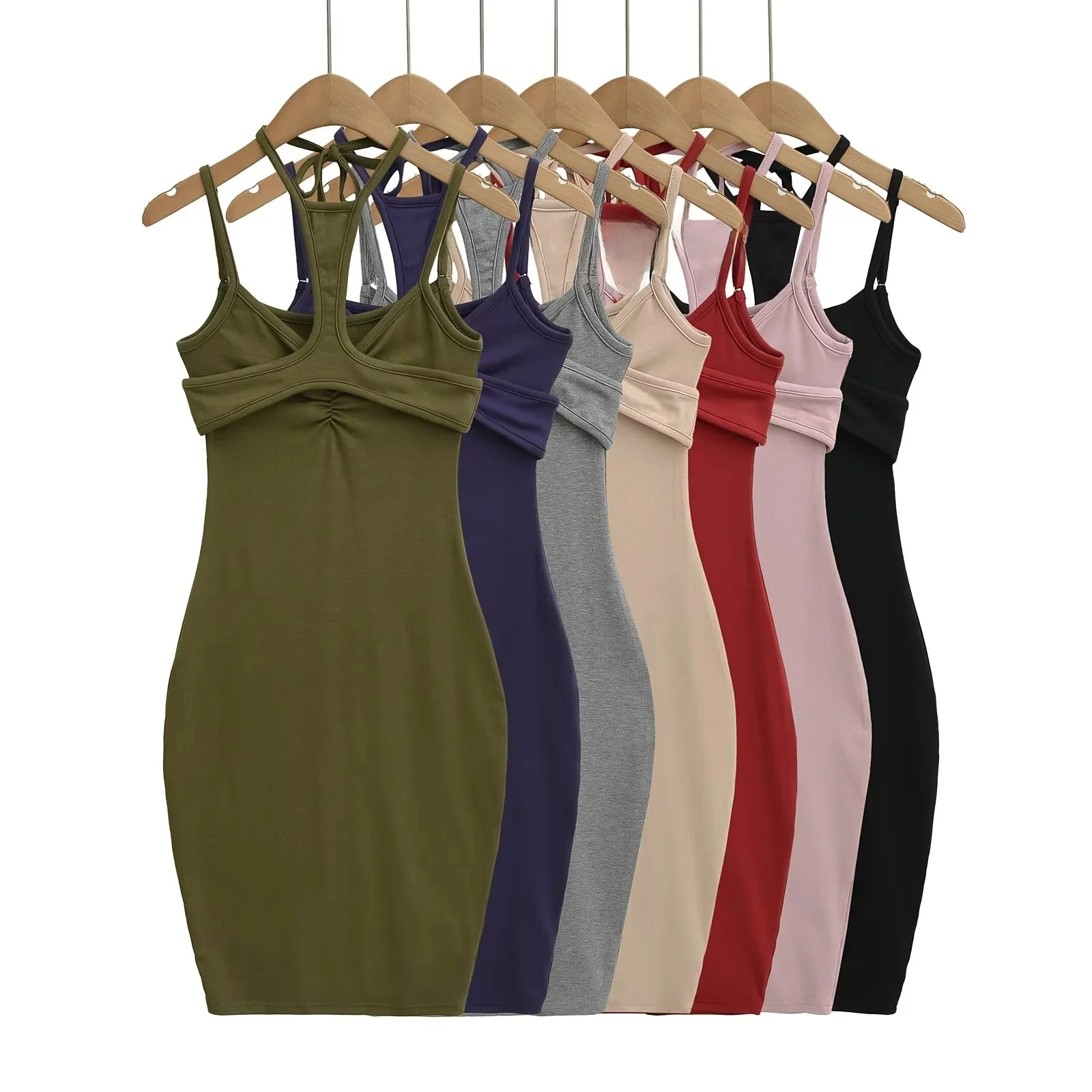 

Sexy Pure Desire Two-Piece Set Strapl Dr Women's Summer Slimming ort Skirt High Waist Nude Color Casual Wear