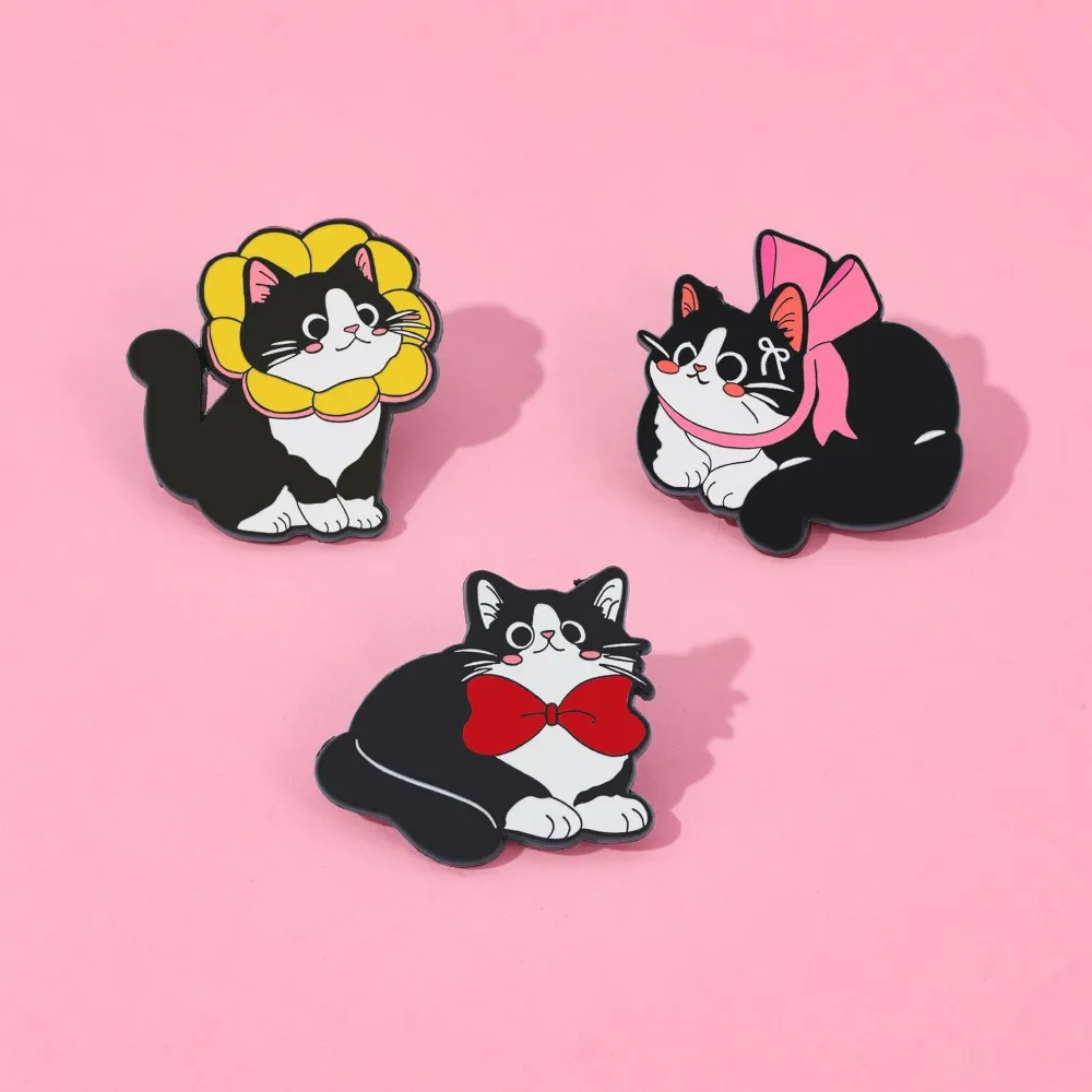 Cute Cartoon Soft Cute Cat Metal Badge Bow Cat Alloy Brooch Bag Decoration Y2k Fashion Toys Anime Cartoon Frind Kawaii
