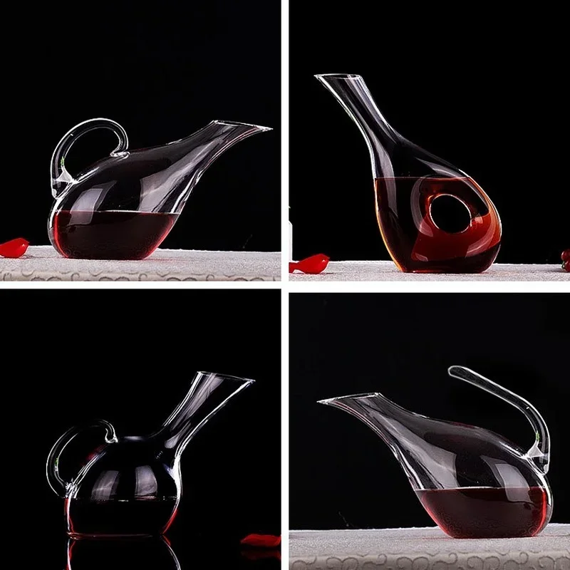 

Leadfree Glass Swan Decanter Hollow Pot Shaker Red Wine Dispenser