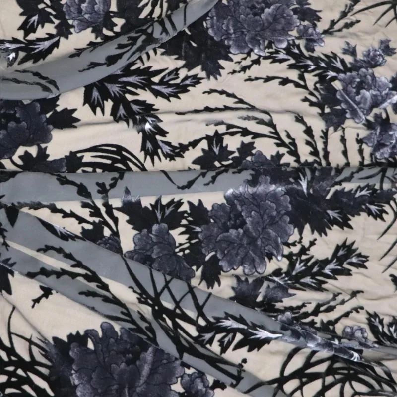 Woven brocade viscose printed mottled and burned velvet fabric sleeping dress cheongsam