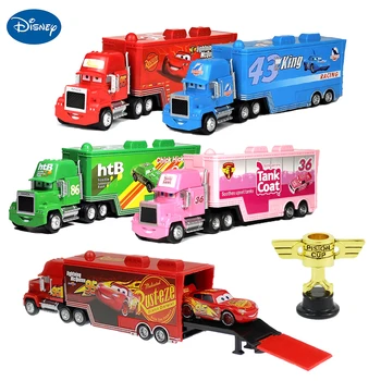 Pixar Cars 3 camión contenedor juguetes de Disney Lightning Mcqueen colección familiar de carreras Flo modelo fundido a presión coche niño niña regalo para niños